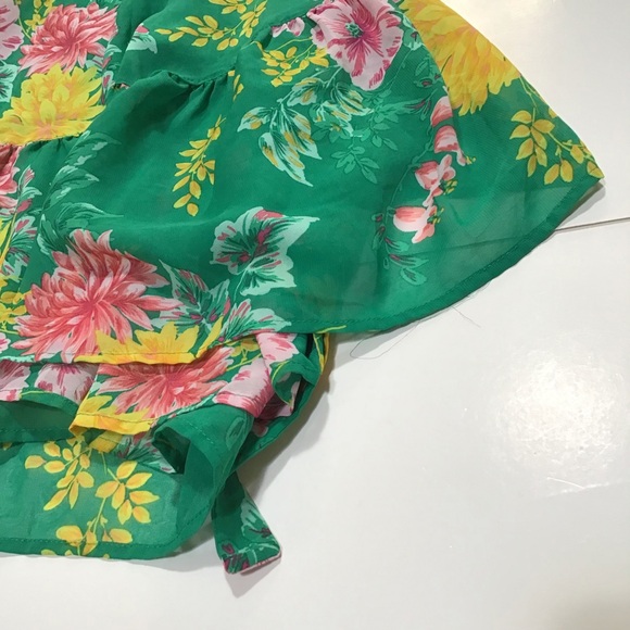 The Childrens Place Dress  Girls Sz XL 14 Green Floral Halter Chiffon Hi Low - Picture 4 of 14